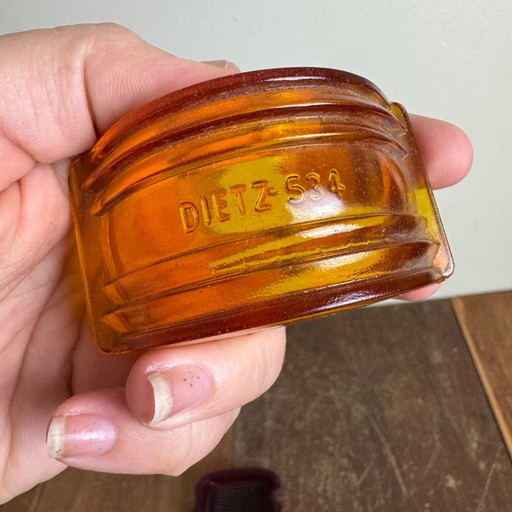 Set of 3 Vintage Pressed Glass Vehicle Light Lens Cover Blinker Brake Red Orange
